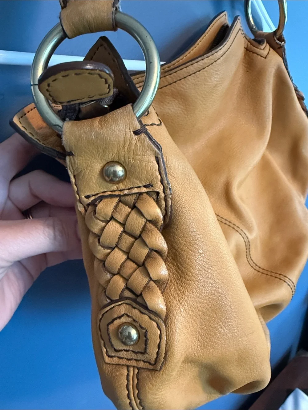 Vintage Banana Republic Mustard Tan Leather Hobo Bag